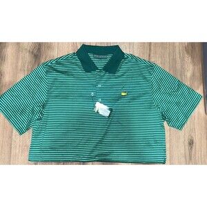 MENS MASTERS PERFORMANCE SHORT SLEEVE GREEN STRIPED POLO GOLF SHIRT SIZE XL